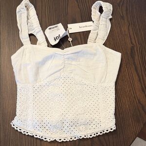 White Eyelet Lace Women Top xs new